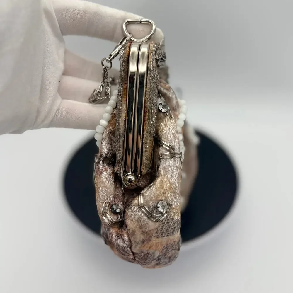 Vintage Unbranded Silver Rhinestone Kisslock Evening Bag